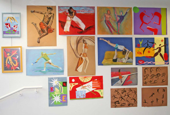 Thématique : le sport, pastels secs et collages d'après Matisse