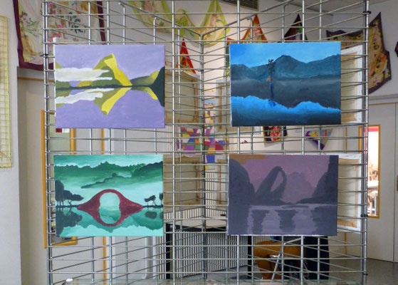 paysages, camaïeu, tonique et reflet, huile sur toile