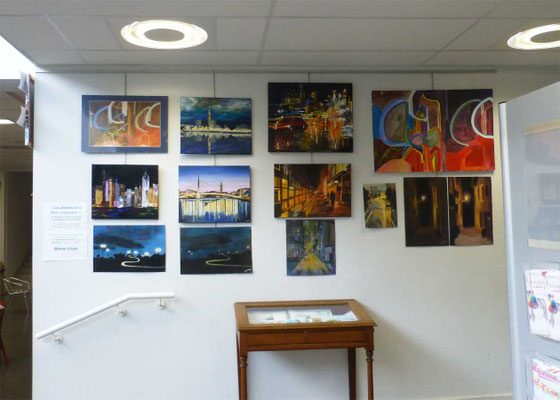 "Les lumières de la ville", techniques : acrylique sur toile, acrylique sur papier, huile sur toile, pastels secs sur papier