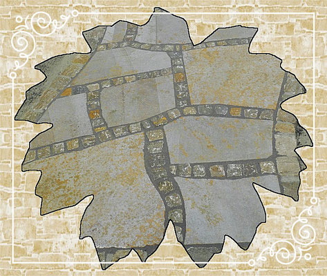 Muschelkalkpolygonalplatten kombiniert mit Pflaster 6/6