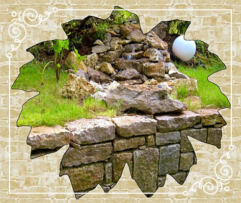 Wasserspiel/Trockenmauer aus Muschelkalk
