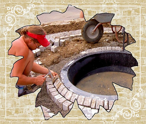 Brunnenanlage/Einfassung Muschelkalkpflaster