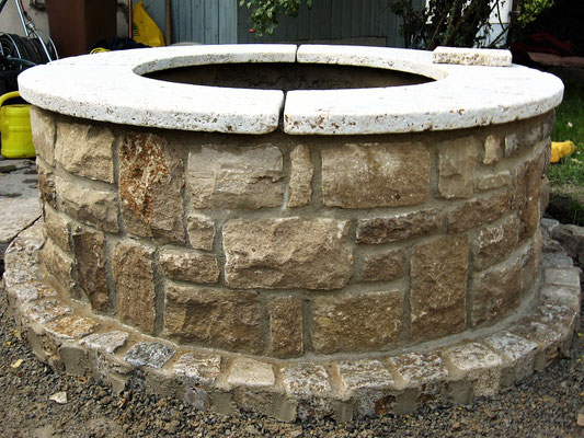 Hochbeet Muschelkalkmauer, Abdeckung antik