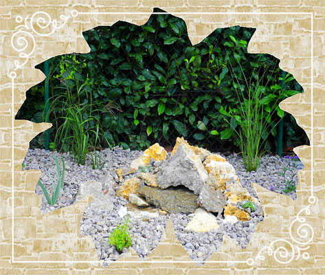 Wasserspiel/Steingarten Muschelkalkschotter