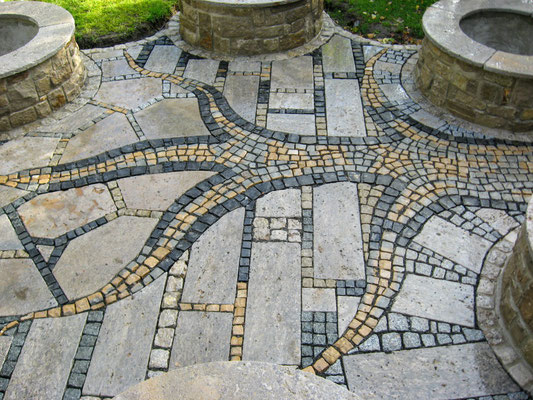 Terrasse, Mosaik/Platten-Kombinationen