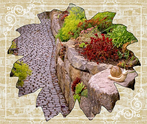 Steingarten/Mosaikpflaster-Weg Granit