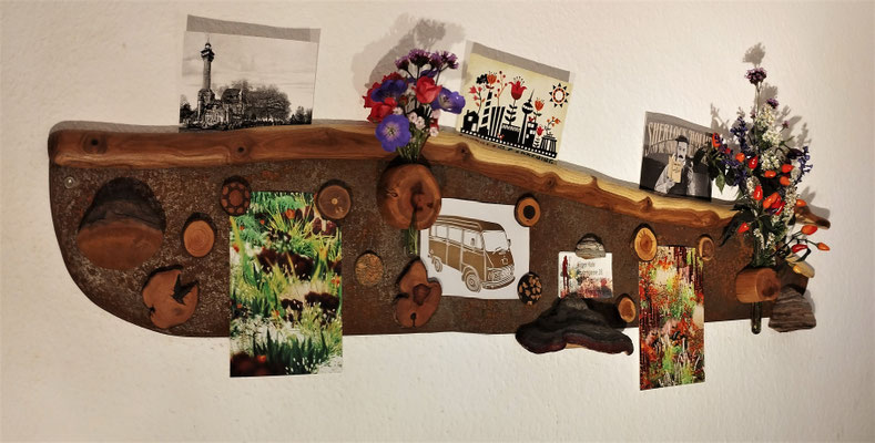 Magnet-Memoboard - Ast/Metallplatte Rostantikoptik - Astscheibenmagnete/Magnete divers