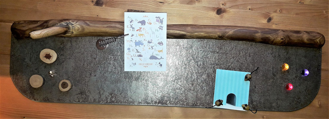 Magnet-Memoboard - Ast/Metallplatte Rostantikoptik - Astscheibenmagnete/Magnete divers