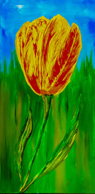 Tulpe Acryl auf Leinwand 40 x 80 cm