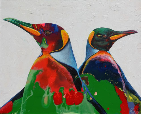 "Pinguinpaar", Acryl auf Leinwand, 110 x 90, 2025 Künstler: Christian Gloystein