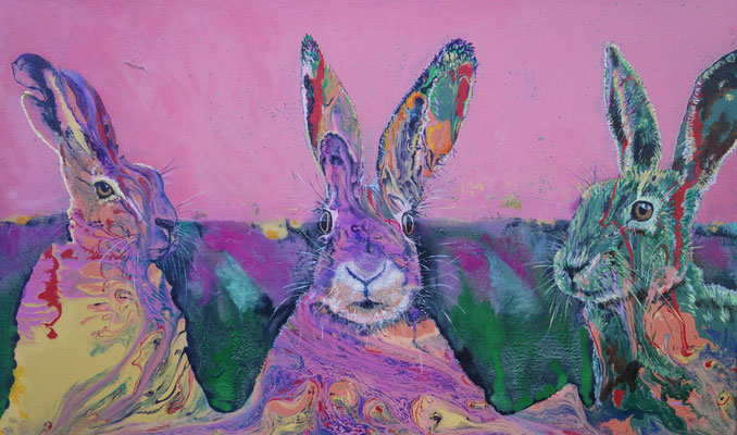 "Drei Hasen", Acryl auf Leinwand, 2021 Künstler: Christian Gloystein (Privatbesitz)