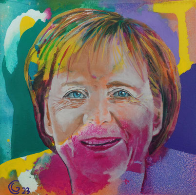 "Angela Merkel", Acryl auf Leinwand, 50 x 50, 2023 Künstler: Christian Gloystein
