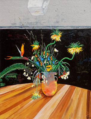 "In der Caféteria des SMK in Kopenhagen, morgens", Acryl auf Leinwand, 130 x 100, 2025 Künstler: Christian Gloystein