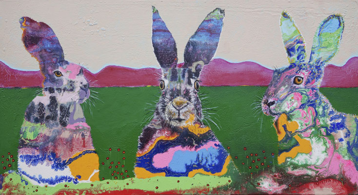 "Drei neue Hasen", Acryl auf Leinwand, 2022 Künstler: Christian Gloystein (Privatbesitz)