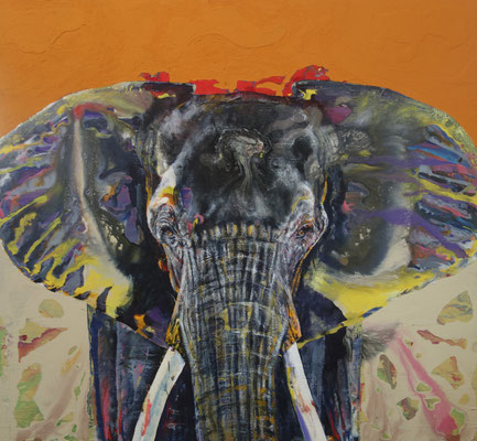 "Elefantengedächtnis", Acryl auf Leinwand, 130 x 110, 2022 Künstler: Christian Gloystein (Privatbesitz)