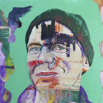 "Wolfgang Herrndorf", Acryl auf Leinwand, 50 x 50, 2023 Künstler: Christian Gloystein