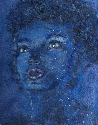 Königin der Nacht, Filz auf Keilrahmen, 40x50cm