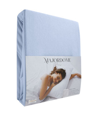 drap housse coton bleu ciel