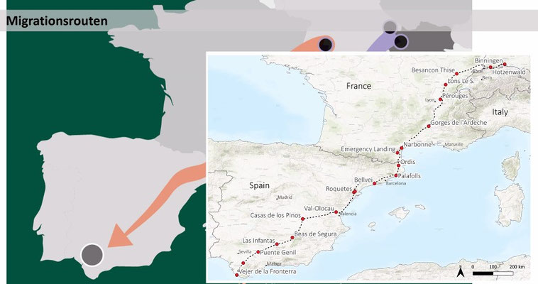Etliche Etappen auf der Migrationsroute nach Spanien