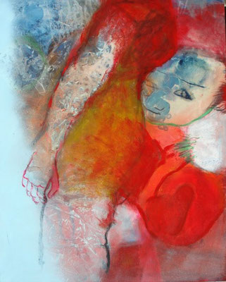 noch nicht ganz bereit ,Acryl-Pigmente-Mischtechnik auf Lwd, 80 x 100,2010 (2)