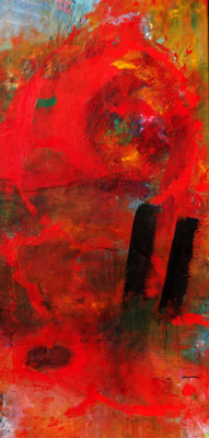 rot-rot, Acryl auf Lwd. 130 x 63, 2017