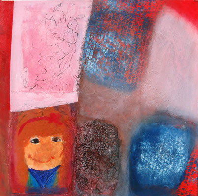 Puppi,Collage -Acryl-mischtechnik ,Lwd. 6o x 6o , 2011