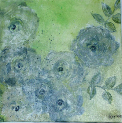 grüne  Rosen , Acryl auf Lwd. 30 x 30 verkauft