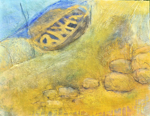 unter Wasser , Mischtechnik auf Acryl , 65 x 85 , überarbeitet 2025