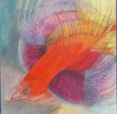 Mutierte Friedenstaube,Acryl auf Lwd. 60x60,2001 verkauft