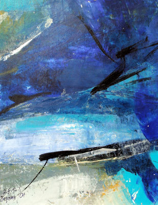 blaue  Elbe 1, Acryl auf Papier,35 x 30,2001