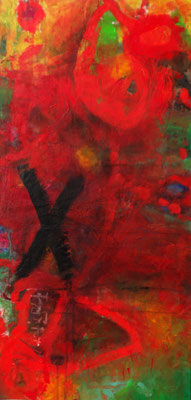 rot X, Acryl auf Lwd. 130 x 63, 2017