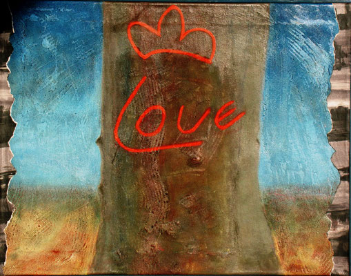   Love Tree, Acryl auf Lwd,  68 x 35,2002 verkauft