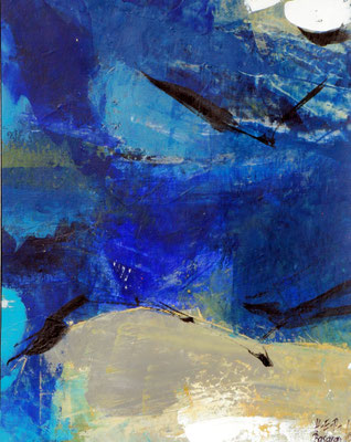 blaue Elbe 2 ,Acryl auf Papier,35 x 30,2001