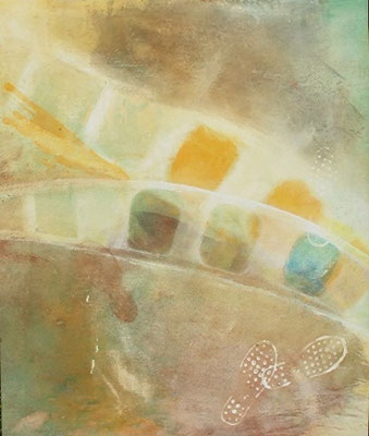   noch ein Schritt weiter,Pigmente auf Lwd. 125 x 105,2007