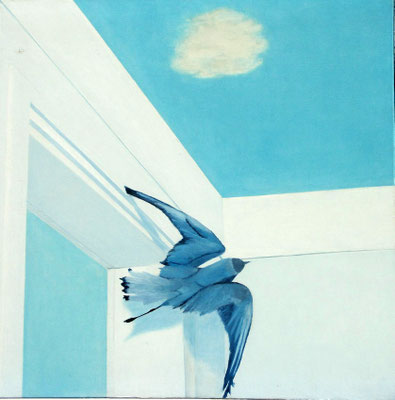 Schwalbe, Öl auf Lwd. 80 x 80 ,1978 verkauft