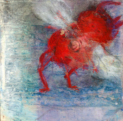 Bienensterben, Acryl,Pigmente auf Papier,auf Lwd. gezogen,70 x 70, 2009
