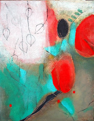 Blütenknospen,Pigmente auf Lwd., 100 x 80, 2007 