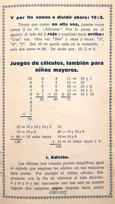 Instrucciones para niños (división) y para niños mayores (adición)