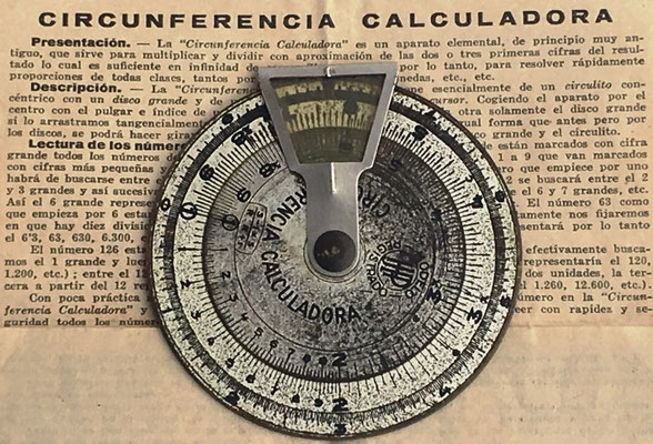 Círculo de cálculo CIRCUNFERENCIA CALCULADORA metal, 7 cm diámetro
