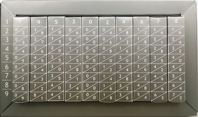 Bastones de Napier, 10 varillas cuadrangulares en su base con índice, año 2010,  2x11 cm cada varilla