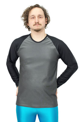 Herren T-Shirt lange Raglan Ärmel Comfort Fit anthrazit-schwarz