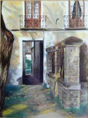 LA ENTRADA DE LA CASA DEL PARQUE - Pastel sobre papel Canson