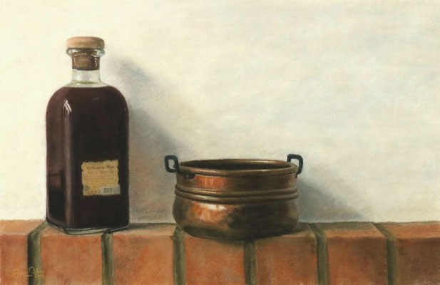 BODEGON EN LA CHIMENEA - Pastel sobre papel Canson (55 x 36) - 2017 