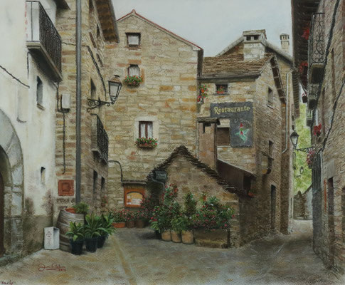 RESTAURANTE EL DUENDE EN TORLA (Huesca) - Pastel sobre papel Canson (44 x 36) - 2016