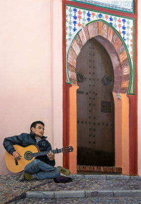 GUITARRISTA DEL ALBAICIN-2 -Pastel sobre papel Canson (41 x 57) - 12/03/2022 (En venta)