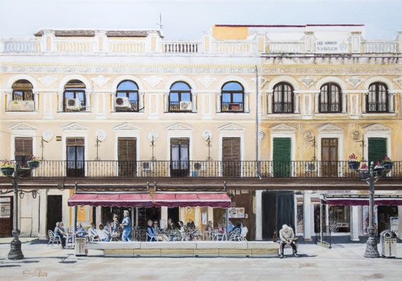 PLAZA MAYOR DE CIUDAD REAL - Pastel sobre papel Canson (56 x 39) - 09/05/2023 (En venta)