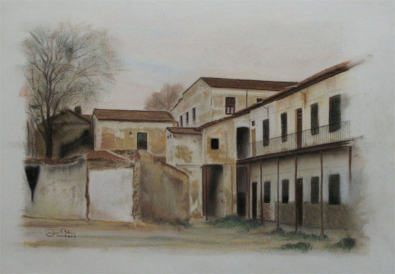 LA CASA EN QUE NACI - Pastel sobre papel Canson