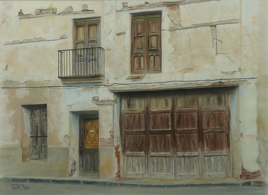CASA EN RUINAS (Cella - Teruel) - Pastel sobre papel Canson (57 x 42) - 2014