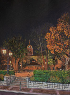 LA CATEDRAL Y LOS JARDINES DEL PRADO DE NOCHE - Pastel sobre papel Canson (41 X 54) - 2020
