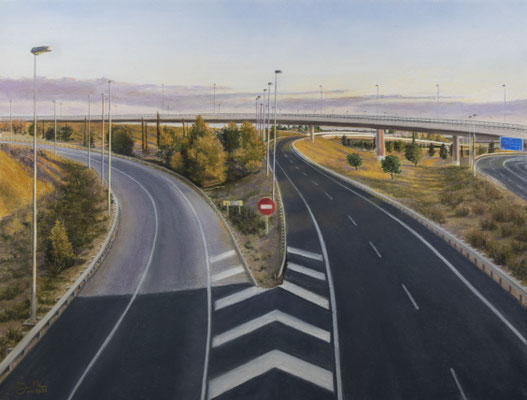 ATARDECER EN LA AUTOVIA - Pastel sobre papel Canson (54 x 41) - 04/2021 (En venta)